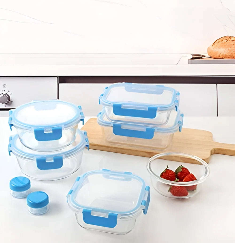 24-Piece Glass Meal Prep Container Set with Airtight Snap Locking Lids - Dishwasher and Freezer Safe Food Storage Solutions
