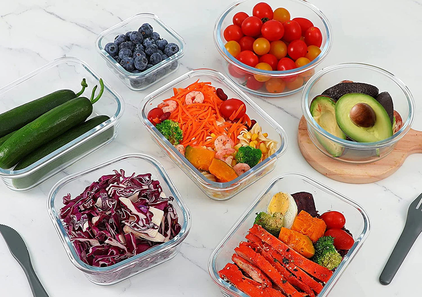 24-Piece Glass Meal Prep Container Set with Airtight Snap Locking Lids - Dishwasher and Freezer Safe Food Storage Solutions