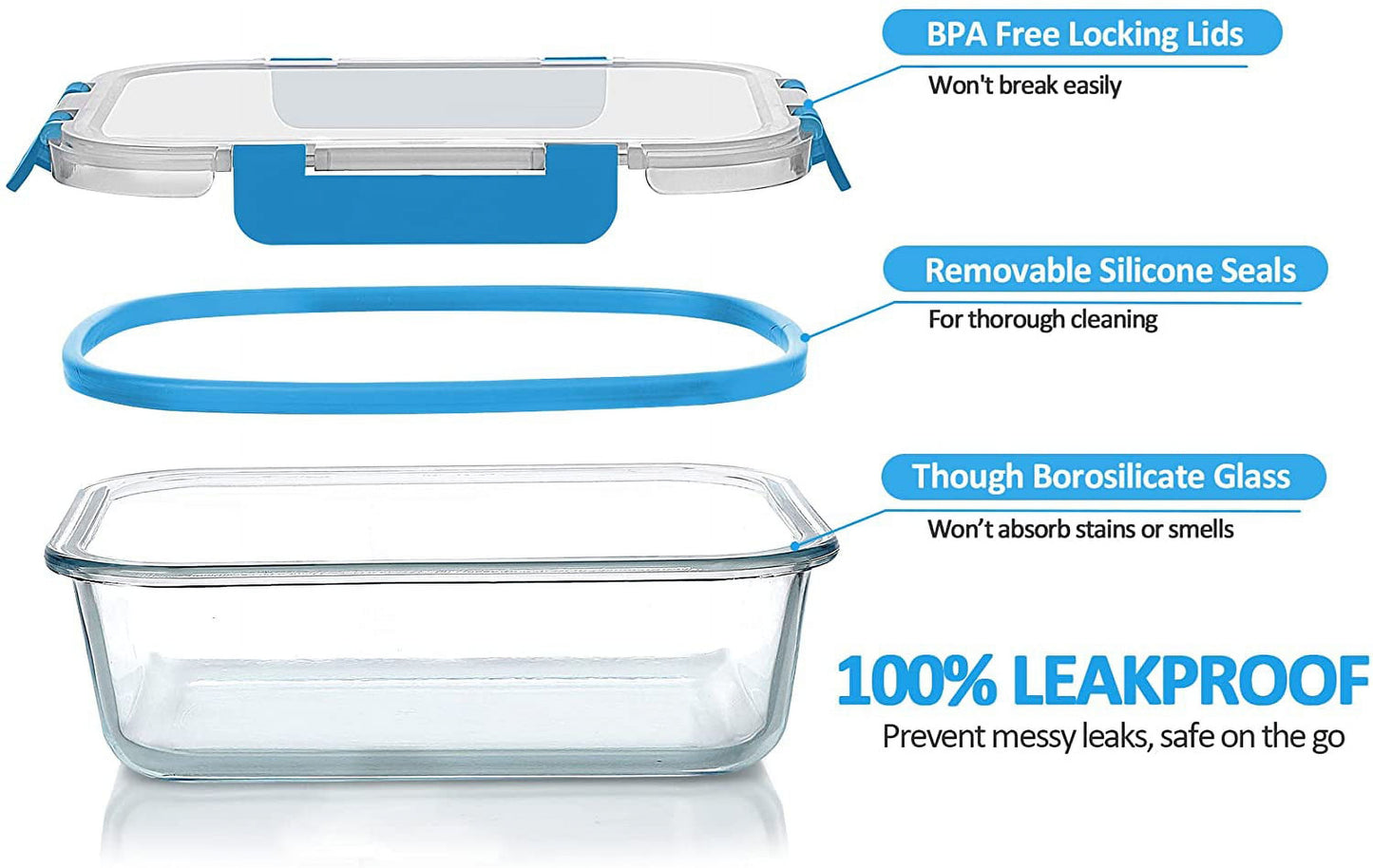 24-Piece Glass Meal Prep Container Set with Airtight Snap Locking Lids - Dishwasher and Freezer Safe Food Storage Solutions