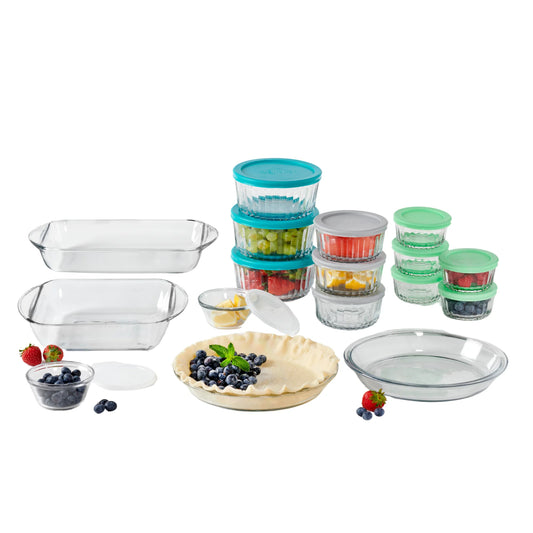 30 Piece Glass Food Storage Containers & Glass Baking Dishes Set