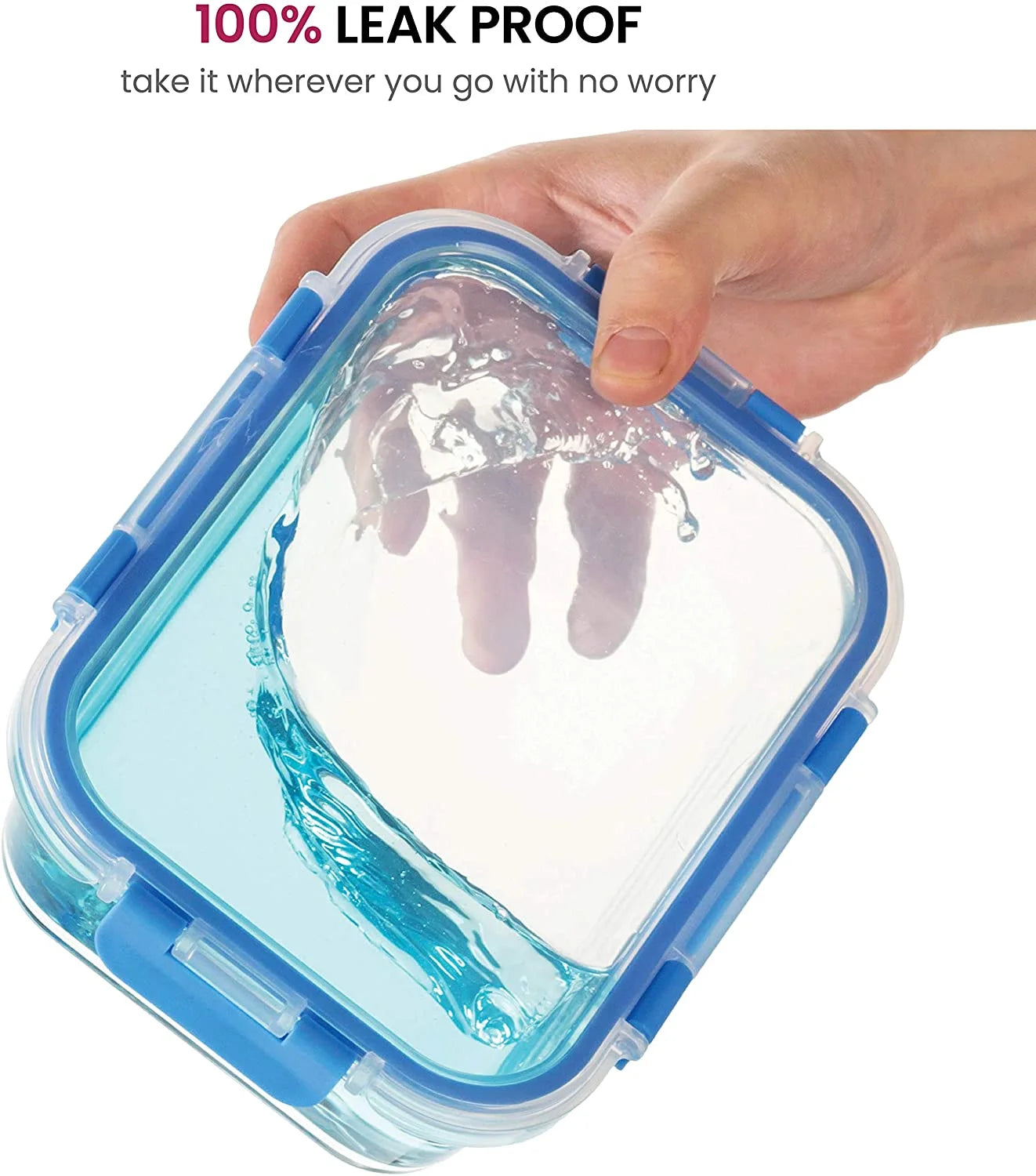 Glass Meal Prep Containers 6 Pack 35Oz Airtight with Locking Lids 100% Leak Proof
