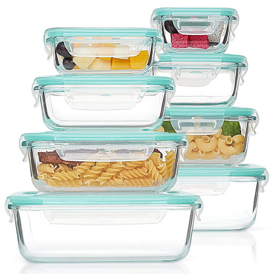 8 Pack Glass Food Storage Containers Meal Prep Airtight Bento Boxes with Leak
